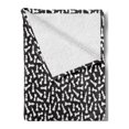 thumbnail image 2 of Board Game Soft Flannel Fleece Throw Blanket, Composition with Chess Piece Silhouettes Game Theme Collage Monochrome, Cozy Plush for Indoor and Outdoor Use, 70" x 90", Black and White, by Ambesonne, 2 of 5