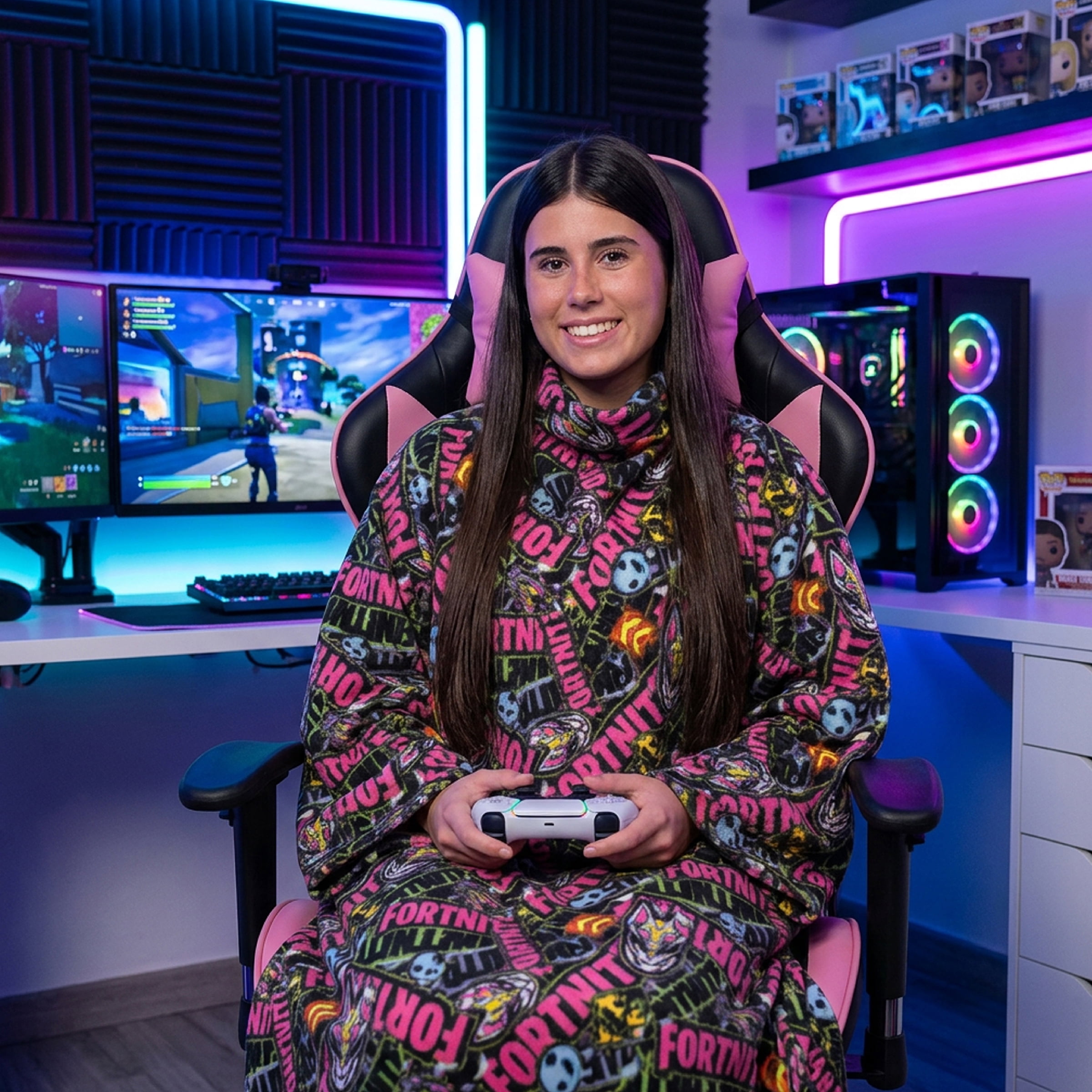Snuggie Fortnite Graffiti Original Wearable Blanket with Sleeves, Super Soft Fleece