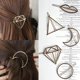 thumbnail image 1 of Pinzas para el cabello minimalistas doradas y plateadas, juego de pinzas para el cabello huecas, pasadores geométricos, accesorios para el cabello para mujeres-5 piezas, 1 of 5