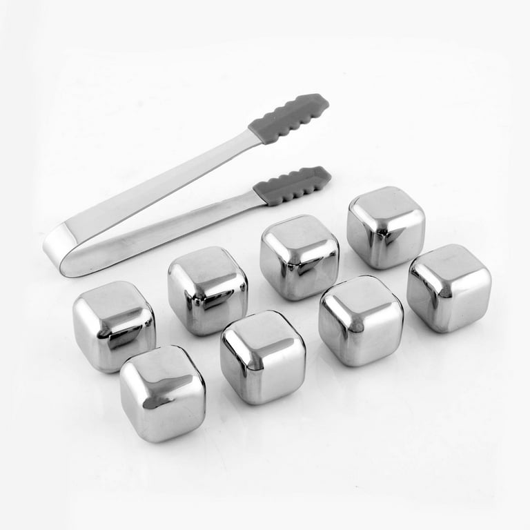 Stainless Steel Ice Cubes Reusable Chilling Stones Golf Shaped Metal Ice  Particles Whiskey Stones with Plier Bar Chiller Tools