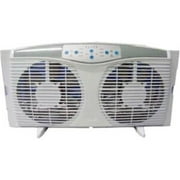Optimus F-5286 Reversible Twin Window Fan with Thermostat and LED, 8-Inch, White