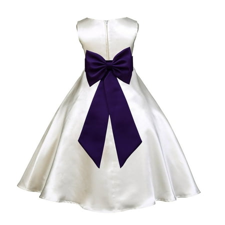 - Ekidsbridal Formal Satin Ivory A-Line Flower Girl Dress Bridal Bridesmaid Wedding Pageant Toddler Recital Easter Summer Reception Communion Graduation Baby Baptism Special Occasions 821T