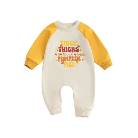 

Wilcliar Baby Thanksgiving Day Romper Letter Print Newborn Girls Boys Long Sleeve Jumpsuit