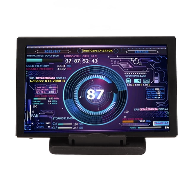 Computer Temp Monitor, Brightness Adjustable PC Sensor Panel Display 5inch IPS for Linux