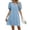 Blue, variant on Womens Summer Elegant V Neck Shift Dresses Casual Puff Short Sleeve Solid Color Short Boho Beach Dresses Loose Fit