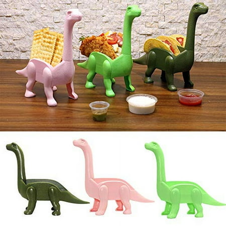 

Taco Stand Rack Tray Plastic Long Necked Dinosaur-Shaped Food Server Taco Holders Dinosaur Taco Stand for Hot Dogs Burritos Cookies (Pink)