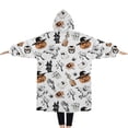 thumbnail image 2 of Oversized Wearable Blanket Hoodie,Halloween Spooky Icons Pattern Sherpa Blanket Hoodie with Super Pockets,Super Warm Fuzzy Pullover for Women & Men, 2 of 6