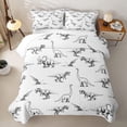 thumbnail image 2 of Feelyou Dinosaur Wildlife Quilt King for Men Boys, Vintage Line Art Prehistoric Animal King Coverlet Set, Black White, 3 Pieces, 2 of 7