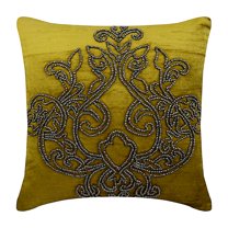 Euro Sham Cover, Chartreuse Euro Pillow Covers 26x26 inch (65x65 cm), Velvet Euro Pillow Shams, Damask, Modern European Pillow Covers - Lord Medusa