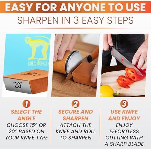 Rolling Knife Sharpener Kit - Magnetic Rolling Sharpener for Knives with 15 & 20 Degree Angles – Rolling Stone Pro Sharpener for Kitchen & Pocket Knives - Ideal Gift for Christmas.