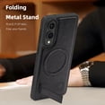 thumbnail image 3 of Magnetic for Samsung Galaxy S25 Edge PU Leather Case, Compatible with Magsafe, Built-in Invisible Stand, Premium Ultra Slim Adjustable Kickstand Protective Phone Case for Galaxy S25 Edge, Black, 3 of 8