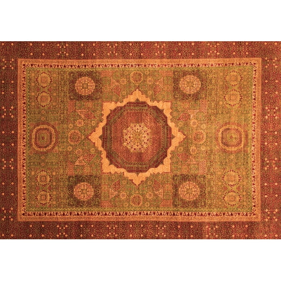 Ahgly Company Indoor Rectangle Oriental Orange Modern Area Rugs, 8' x 10'