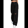thumbnail image 1 of Pantalones Vaqueros Rotos de Cintura Alta para Mujer, Desgastados, Holgados, Rectos y de Pierna Negro M, 1 of 7