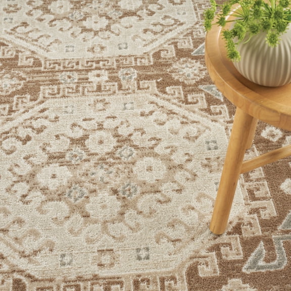 HomeRoots 553205 8 x 10 ft. Brown Geometric Distressed Rectangle Area Rug
