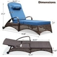 thumbnail image 7 of NOBLEMOOD 2 PCS Wicker Chaise Lounge Outdoor Lounge Chair with Wheels, Adjustable 6 Position Pool Reclining Chair with Blue Thickened Cushion & Pillow, 7 of 7