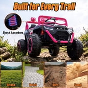 Joyracer 4WD 24 volt Ride On Toys, 800W Electric Cars for Kids with 2 Seater & Romote Control, Power Car Wheel w/ Spring Suspension, Bluetooth Music, Rose