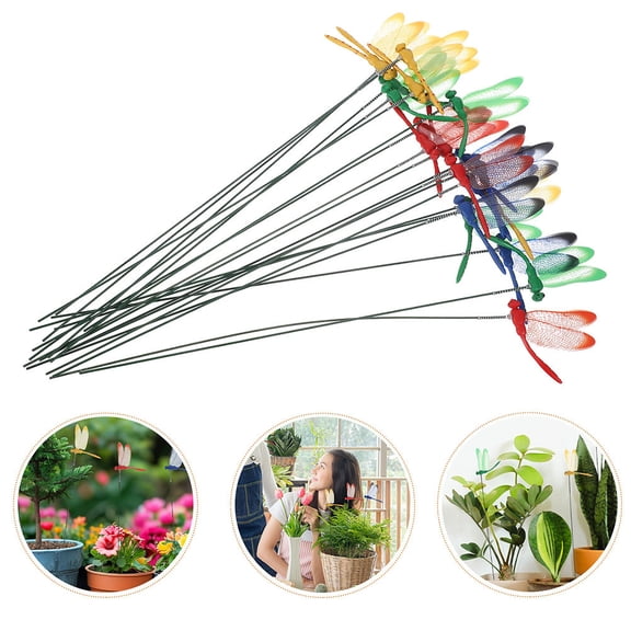 TABLZONE 32Pcs Realistic Dragonfly Garden Decor Set, PVC Simulation Insect Ornaments for Outdoor Yard and Home Decoration