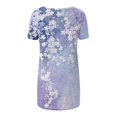 thumbnail image 2 of Camiseta de Cuello Redondo de Manga Corta de Raglan Impresa Casual para Mujeres con Espalda Corta Delantera Larga, 2 of 5