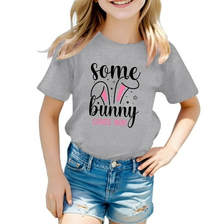 

Toddler Baby Girl Summer T-Shirt Easter Bunny Shirt Toddler Boys Girls Easter T Shirt Kids Cute Bunny Rabbit Graphic Tees Tops 4-5 Years