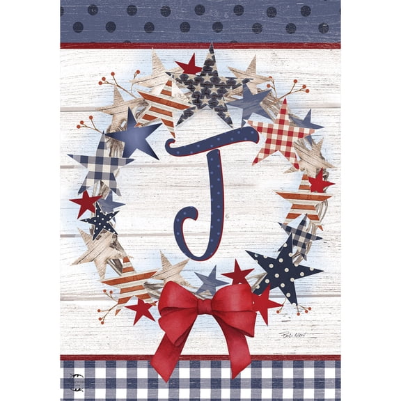 Briarwood Lane Everyday Garden Flag 12x18 For Outdoor American Wreath Monogram J Garden Flag Flags For Outside