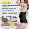 thumbnail image 3 of 3 in 1 Postpartum Belly Wrap - Recovery Belly/Waist/Pelvis Belt Black Postpartum Belly Band,Black L, 3 of 7