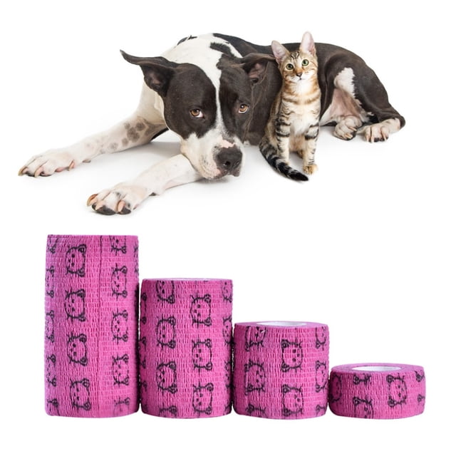 Vendaje médico para mascotas, 4 piezas Vendaje cohesivo médico para mascotas Vendaje para mascotas Rendimiento inigualable