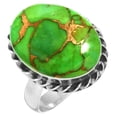 thumbnail image 1 of 925 Silver Ring For Women - Teens Copper Green Turquoise Stone Silver Ring Size 9.5 Simple Silver Ring Size 9.5 Gift For Girl Friend On Valentine's Day 925 Gemstone Silver Jewelry, 1 of 6