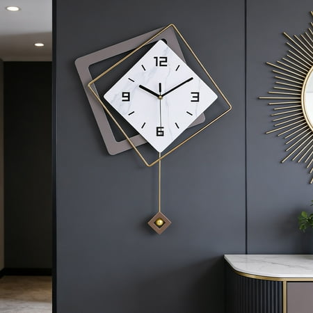 Wall Clock with Pendulum, Silent Quality Quartz Battery Operated Wall Clock