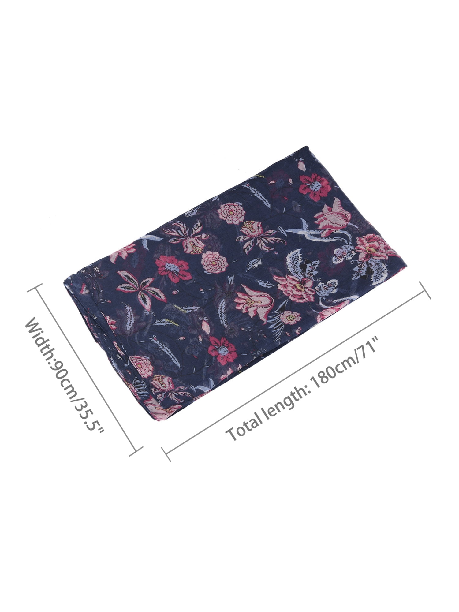 Unique Bargains Balinese Yarn Large Polyester Scarves Beach Shawls Vintage Wraps For Women Navy Blue