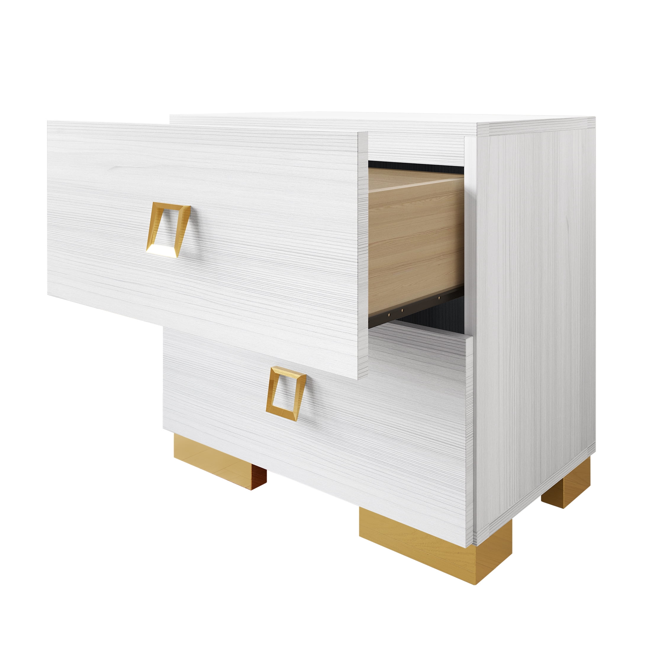 Castle Place Elegant Glow 2 Drawer Nightstand, White