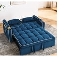 thumbnail image 2 of 55.51 Inch Bed In Blue Velvet - Foldable With Adjustable Back And Charging Ashtray & Phone Stand Included Port, Soft Cushions Enjoy Comfort, 2 of 6