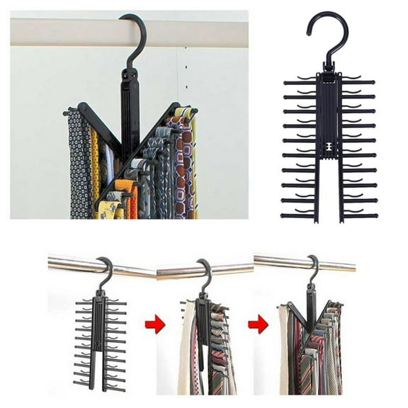 GOOHOCHY 2 Pcs Scarf Hangers Tie Rack Accessory Hanger 29.00X13.00X1.00CM Black