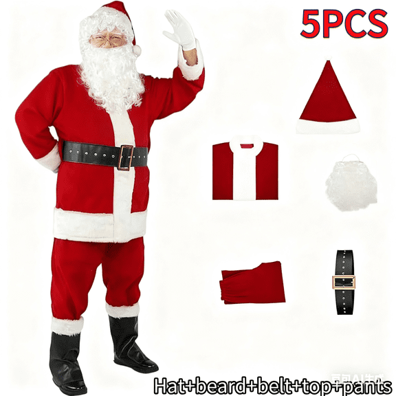 Santa Claus Gold Velvet Set Christmas Warm Clothing Men's Christmas Clothing Adult Character Cosplay Costume