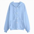 thumbnail image 4 of Godom Super Soft Hoodies for Women Long Sleeve Button Down Oversized Sweatshirts Loose Fall Winter Clothing with Pockets, 4 of 5