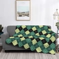 thumbnail image 2 of Balery Green Squares Manta de Franela con Dibujo, Lujo Ultra Suave y Cálido, Antipelusa y Resistente a las Arrugas para Cama, Sofá, Camping -40"x30", 2 of 6