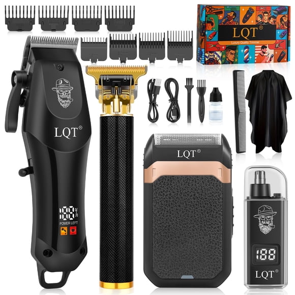 Kit de aseo inalámbrico con pantalla LED para hombre, cortapelos LQT