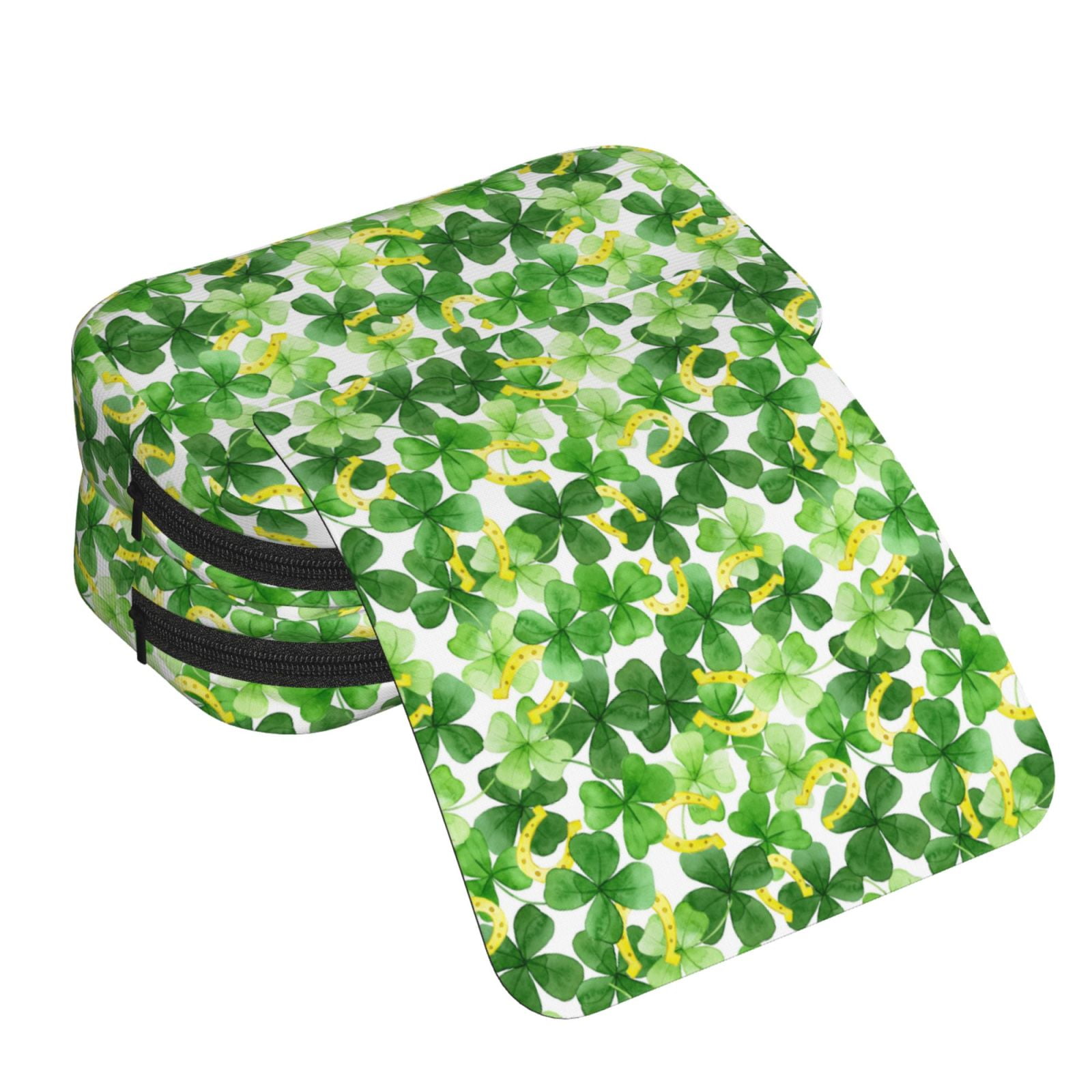 Rateoe Happy St. Patrick's Day Pattern Double Clamshell Pen Case, Storage Organizer with Two Zipper Compartments– Holds Up to 50 Pencils & Pens