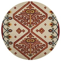 SAFAVIEH Aspen Eirann Southwestern Wool Area Rug, Ivory/Multi, 7' x 7' Round