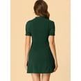 thumbnail image 3 of Unique Bargains Women's Bow Tie Keyhole Neck Puff Sleeve Elegant Dress Dark Green S, 3 of 6