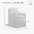 thumbnail image 5 of CHITA Dining Arm Chair with Caster Wheels for Kitchen Fabric Upholstered Dining Room Chair, White, 5 of 11