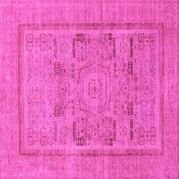 Ahgly Company Indoor Square Abstract Pink Modern Area Rugs, 7' Square