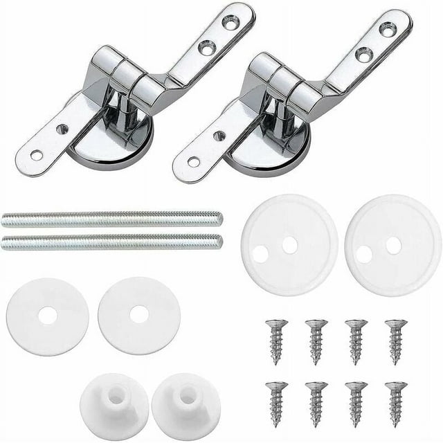 Bisagras para asiento de inodoro para tapa de inodoro universal, bisagra de aleación de zinc con tornillos de acero inoxidable y tuercas de goma, superficie antioxidante y galvanizada para una