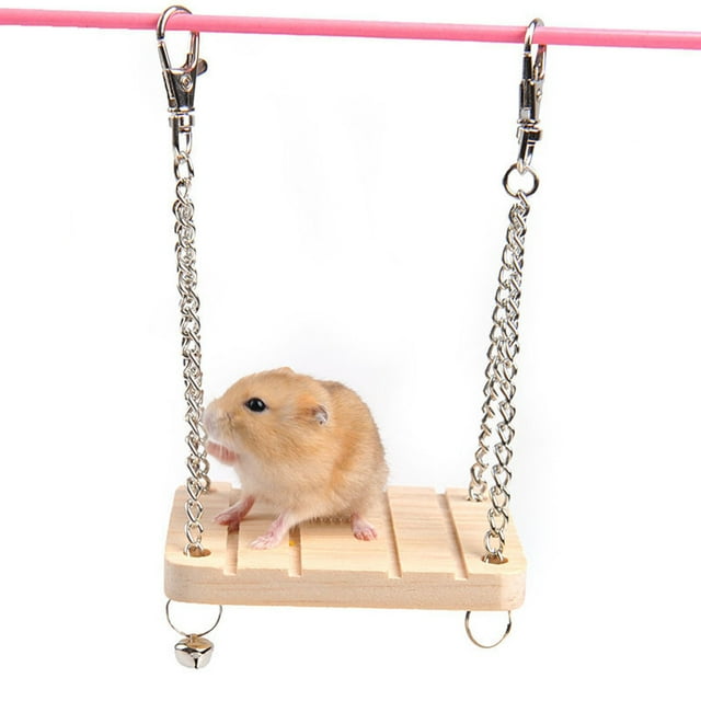 TIELUTT Pet Hamster Wood Swing Play Toys Small Animal Cage Hanging Seesaw Foraging Mat for Rabbits Hamster Dirt Hamster Spray Chew Hamster Obstacle Course