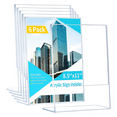 thumbnail image 1 of Annecy Sign Holder 8.5X11 6 Pack, Clear Slanted Plastic Sign Holder 8.5 x 11 Standing, Display Vertically Menu, Document, 1 of 7