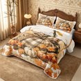 thumbnail image 3 of Erosebridal Plaid Pumpkin Bed Spread Queen 3pcs,Fall Harvest Queen Coverlet Set,Beige,1 Quilt and 2 Pillowcases, 3 of 7