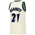thumbnail image 3 of Men's Mitchell & Ness Kevin Garnett Cream Minnesota Timberwolves Chainstitch Swingman Jersey, 3 of 5