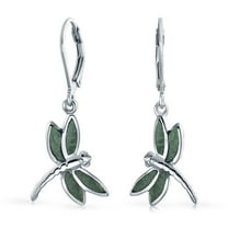 Bling Jewelry Womens Dainty Butterfly Dragonfly Firefly Gemstone Inlaid Dangle Earrings Silver