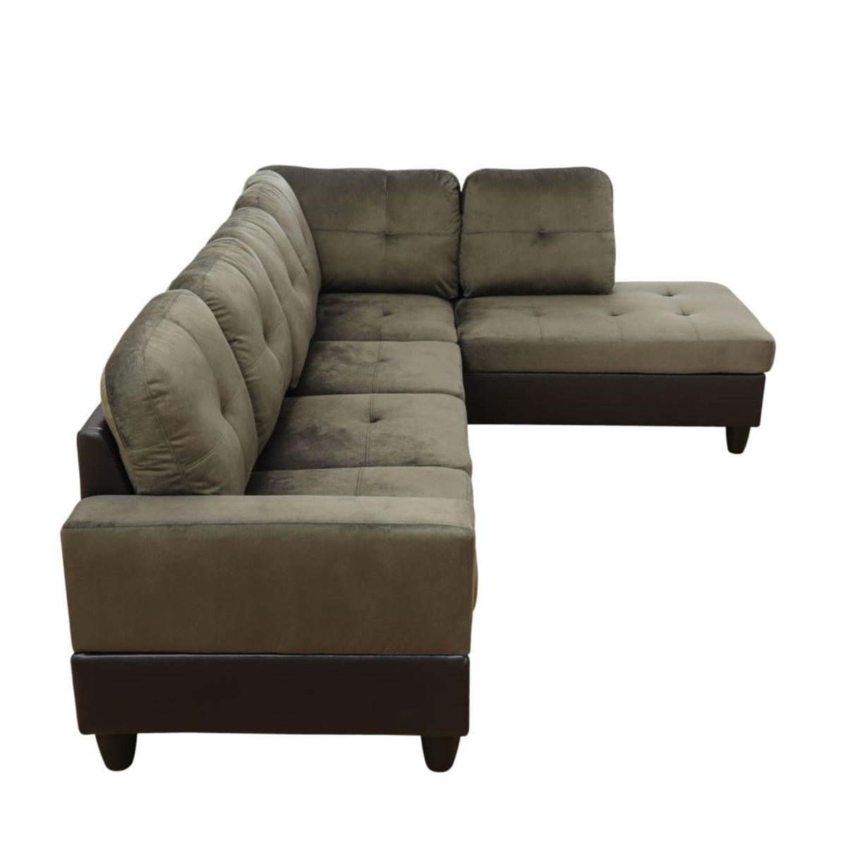 Hommoo Flannel and PVC Sectional Sofa, L Shaped Couch and Sofa Set, Modern Living Room Furniture Sets,Taupe(No Ottomans)
