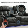 thumbnail image 2 of Manual Recliner Sofa Sets with Bass Speaker,Wireless Charger Faux Leather Manual Reclining Living Room Furniture Set, 2 of 9