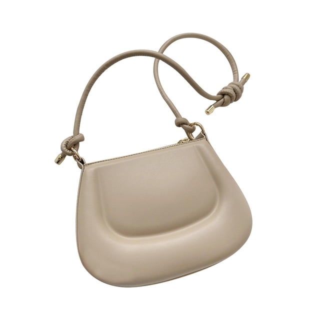Bolso de hombro para mujer, bolso de mano de PU, bandolera ligera e informal con cremallera Caqui